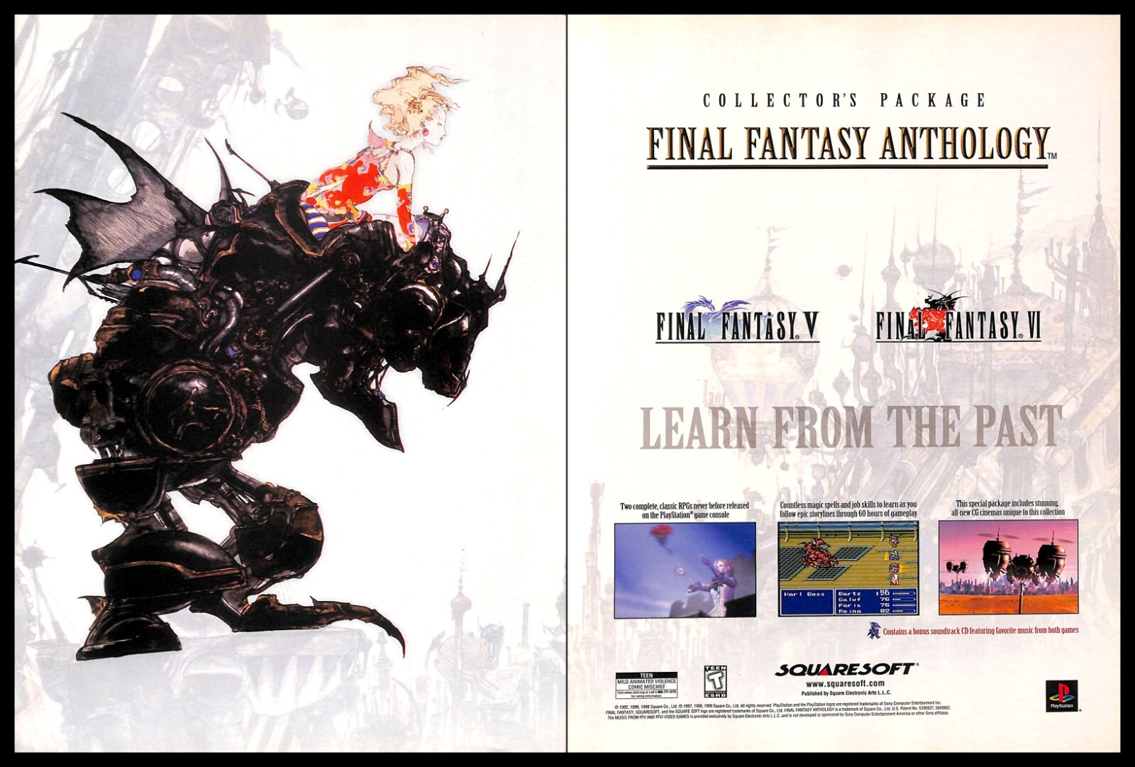 1999 Final Fantasy Anthology V & VI Retro Video Game PRINT AD PS RPG Promo