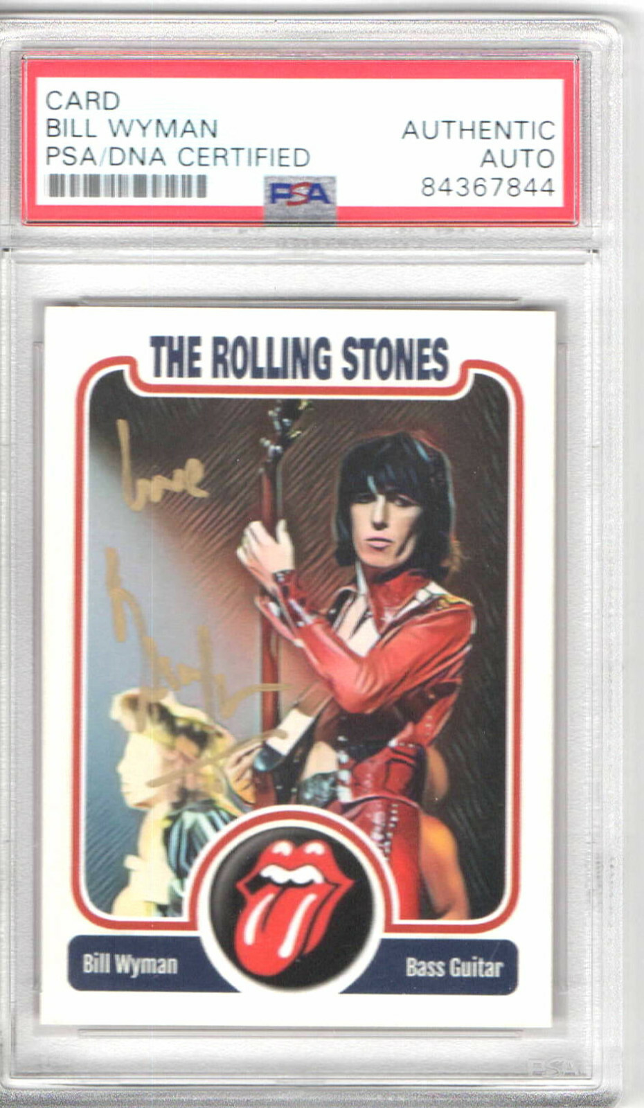 BILL WYMAN SIGNED AUTOGRAPH SLABBED THE ROLLING STONES CUSTOM CARD PSA DNA