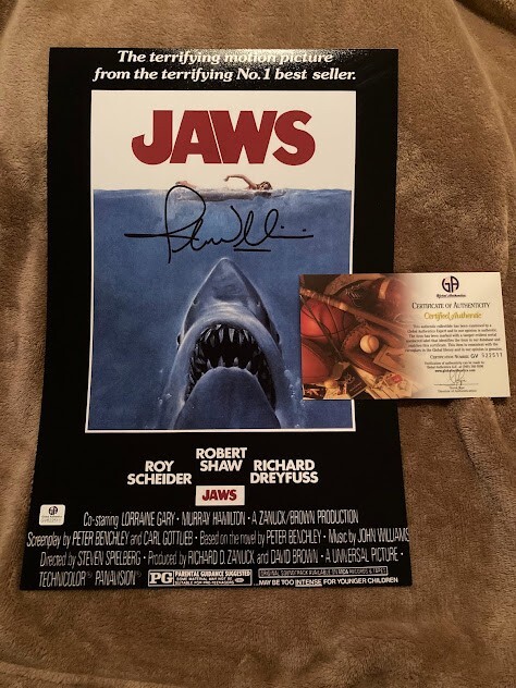 JOHN WILLIAMS SIGNED 10X15 MOVIE POSTER AUTO AUTOGRAPH AUTOGRAPHED JAWS COA !!!