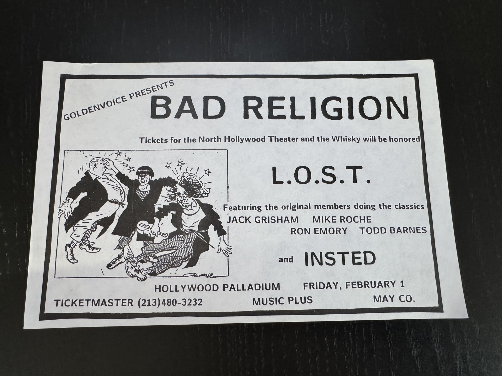 Bad Religion, L.O.S.T., Insted @ Hollywood Palladium Punk Rock Show Handbill