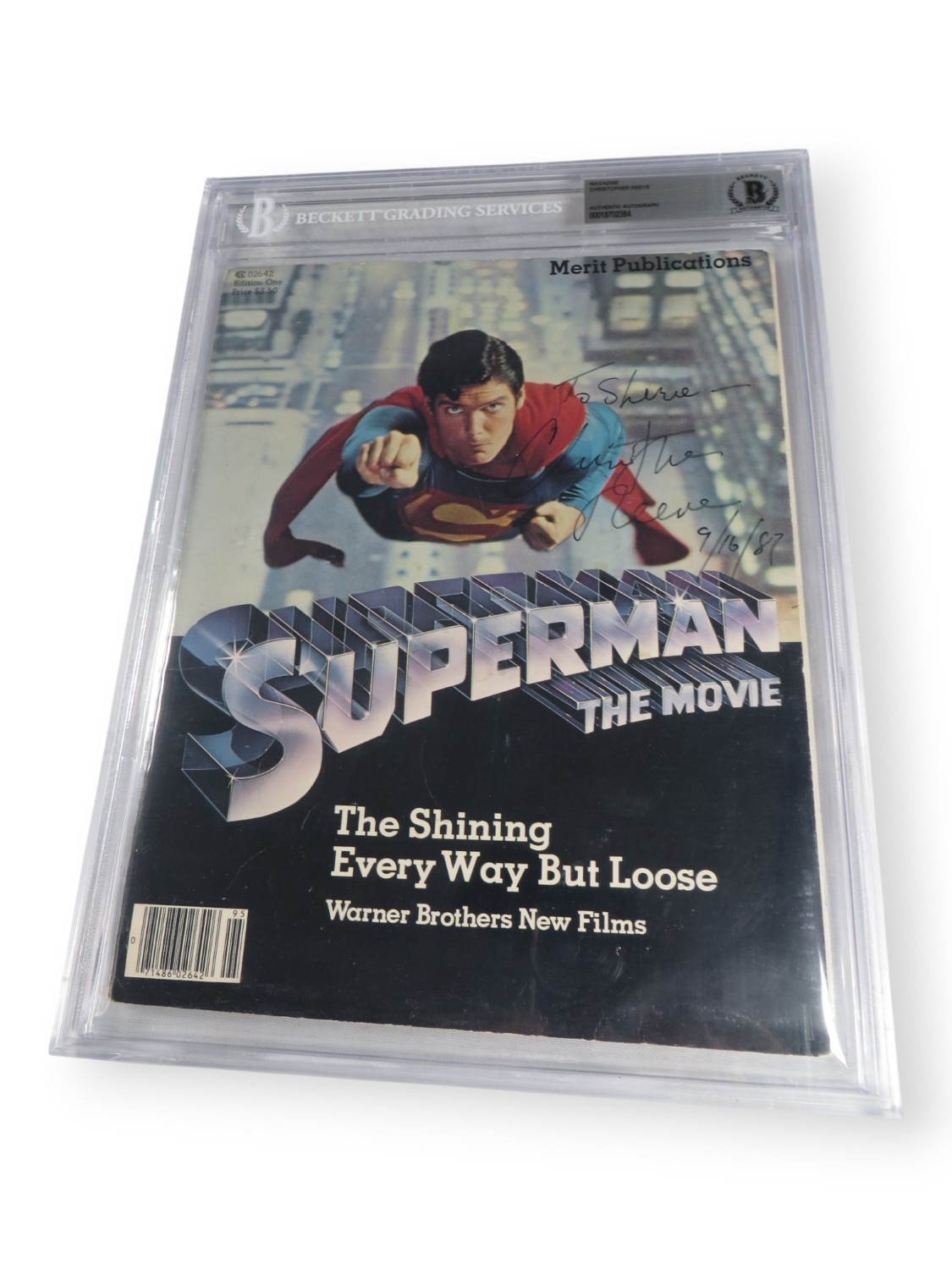 Christopher Reeve Signed Autographed Magazine Superman 1987 Encased BAS 2384