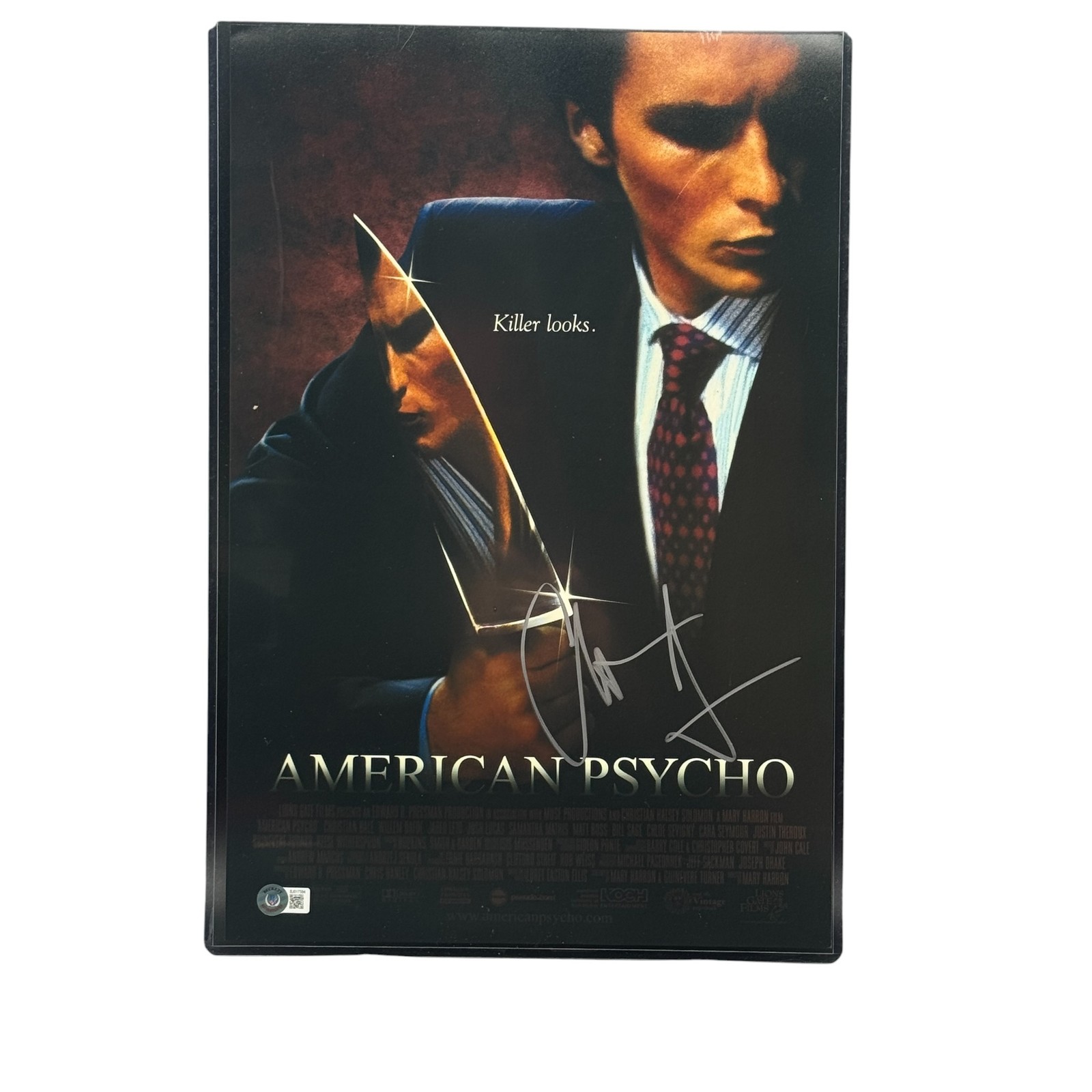 Christian Bale Signed American Psycho 12×18 Photo Autographed Beckett BAS COA!