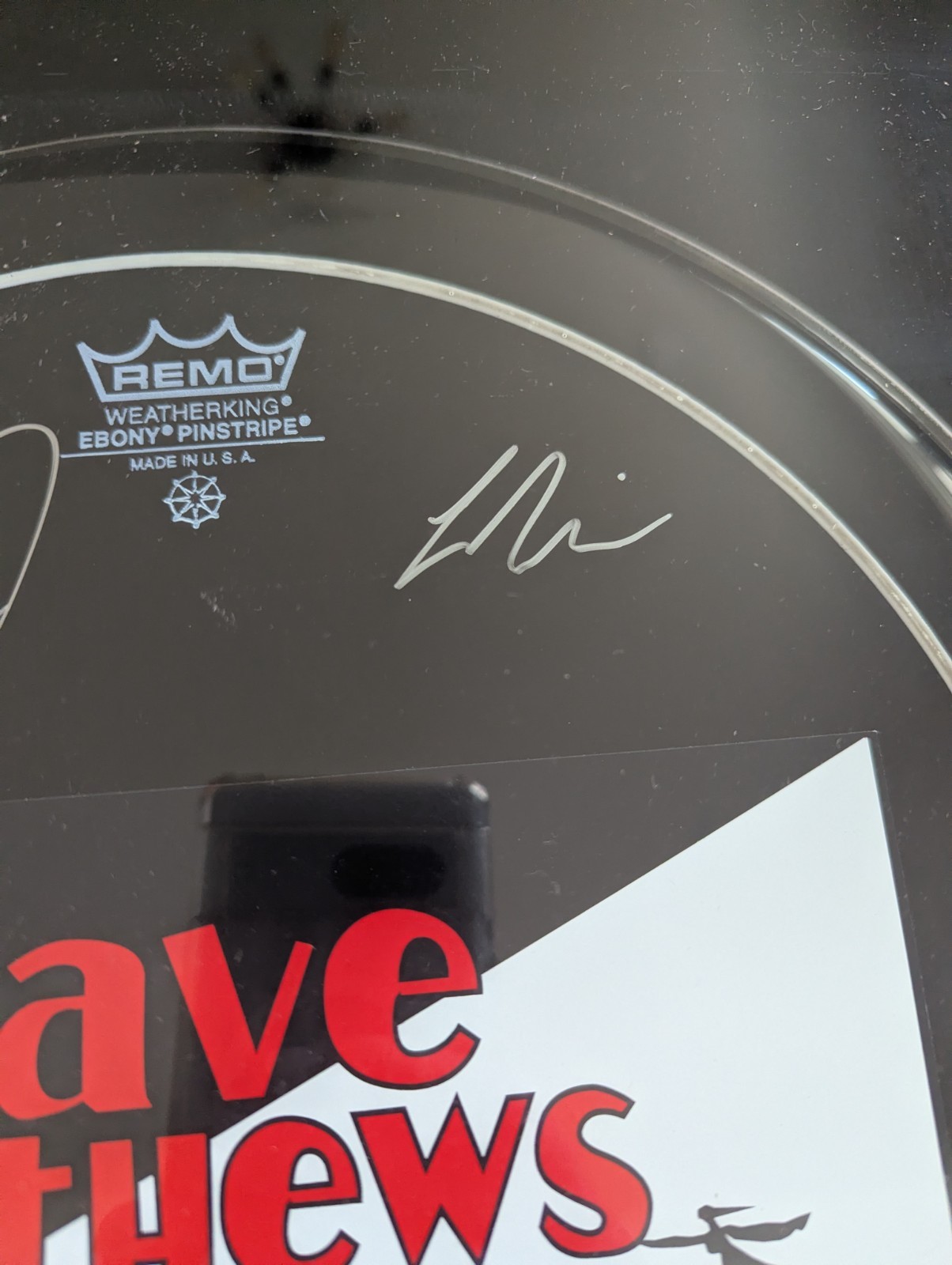 Dave Matthews Band Signed Drumhead And Carter Beauford Signed Drumsticks
