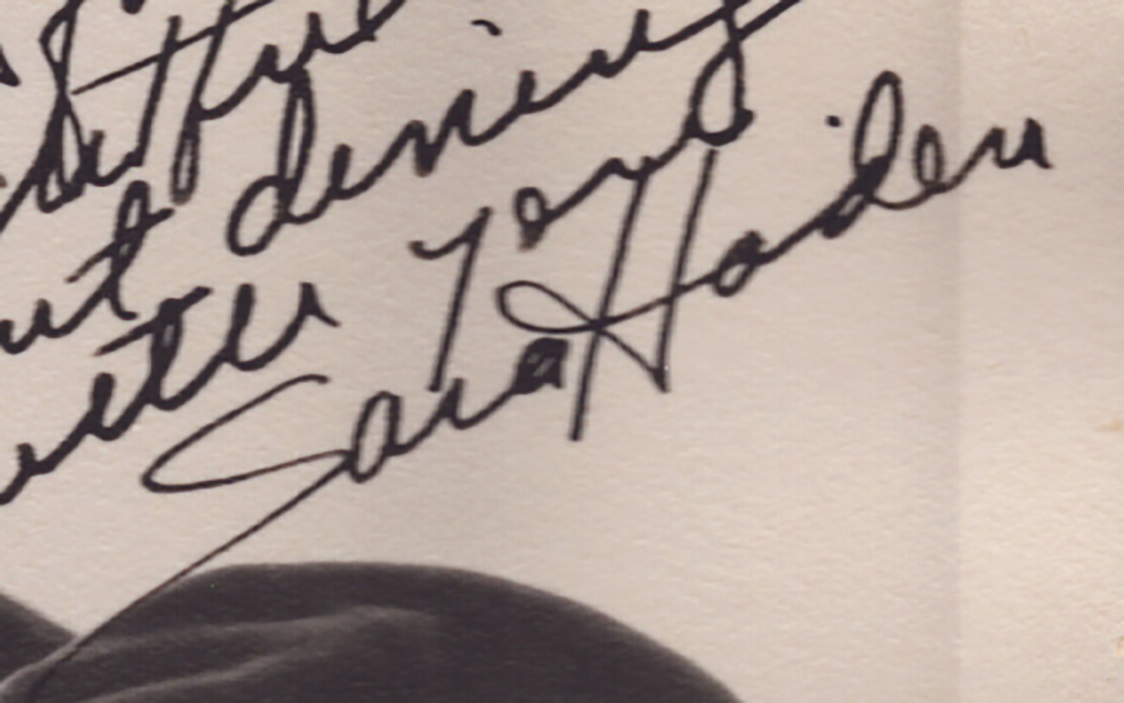 SARA HADEN – INSCRIBED PHOTOGRAPH SIGNED