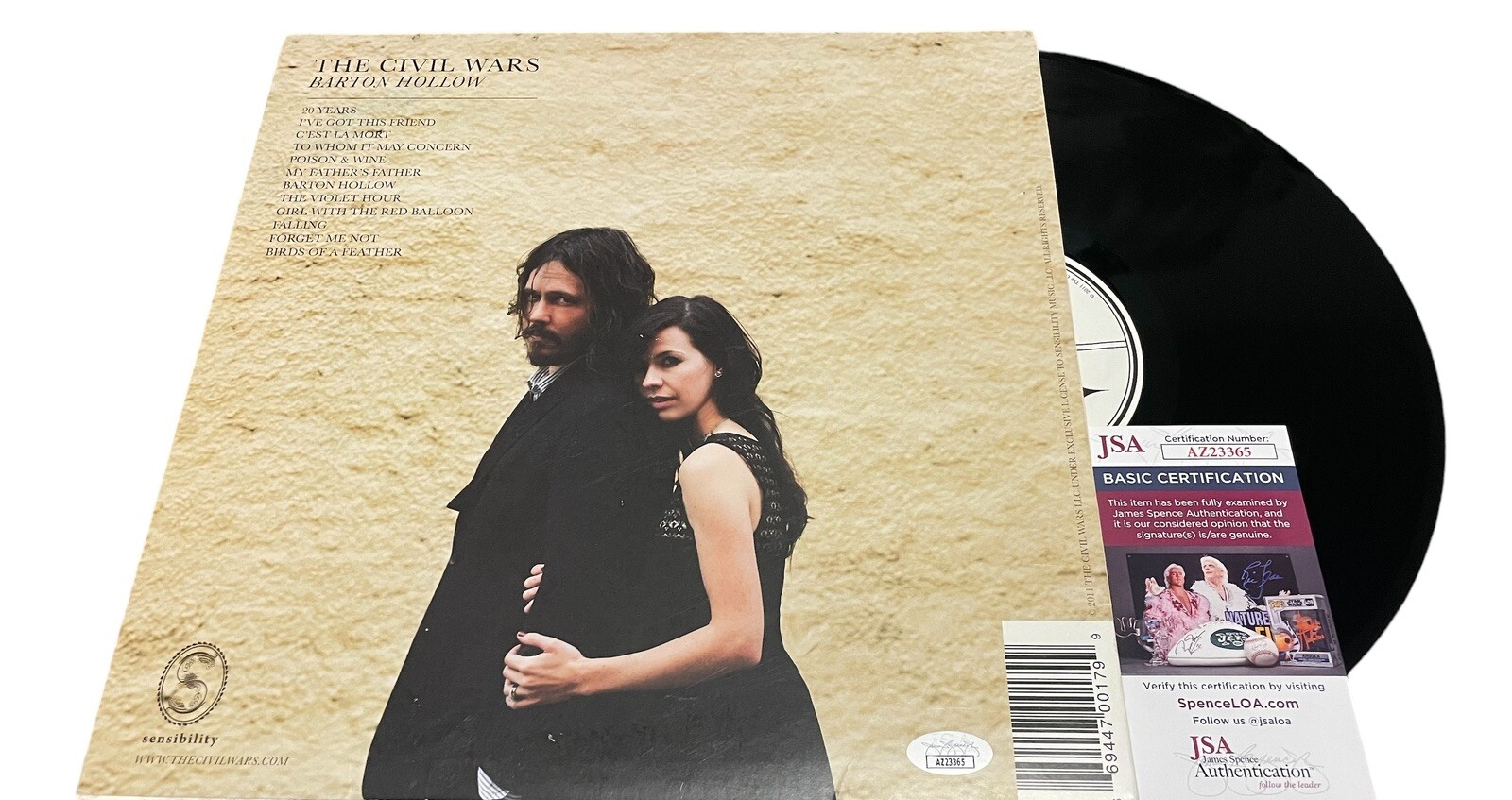 THE CIVIL WARS SIGNED AUTOGRAPH BARTON HOLLOW VINYL JOY + JOHN PAUL JSA CERT COA
