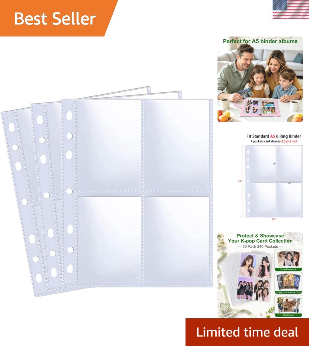Top Loading K-Pop Photo Card Sleeves – 30 Count with Clear Polypropylene Design