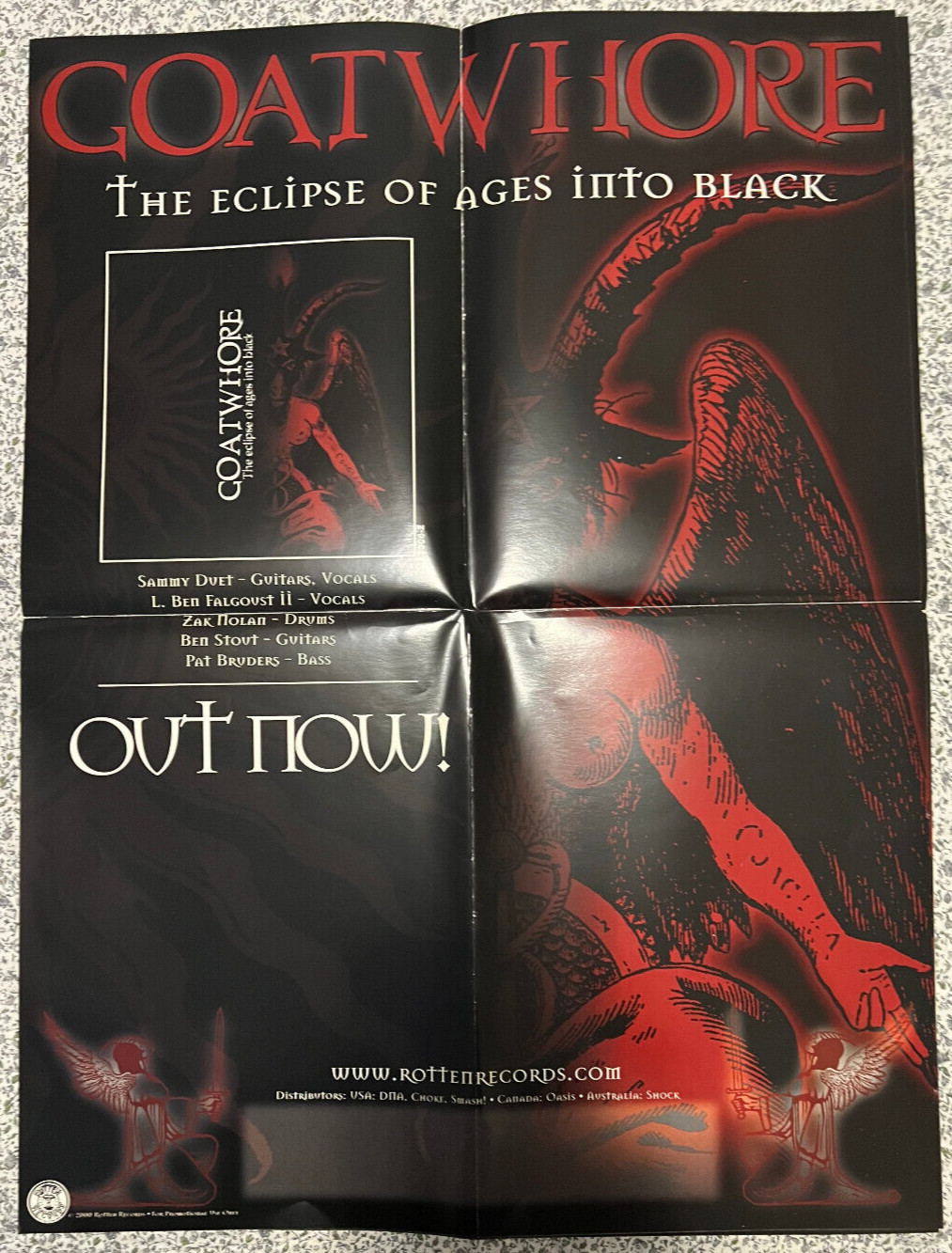 Goatwhore Eclipse Of Ages Into Black Promo Poster 2000 Rotten Records 18×24
