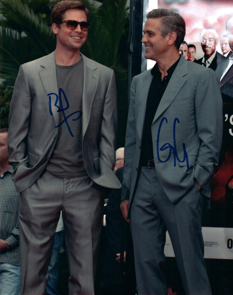George Clooney Brad Pitt 8×10 Autographed signed Photo Picture and COA