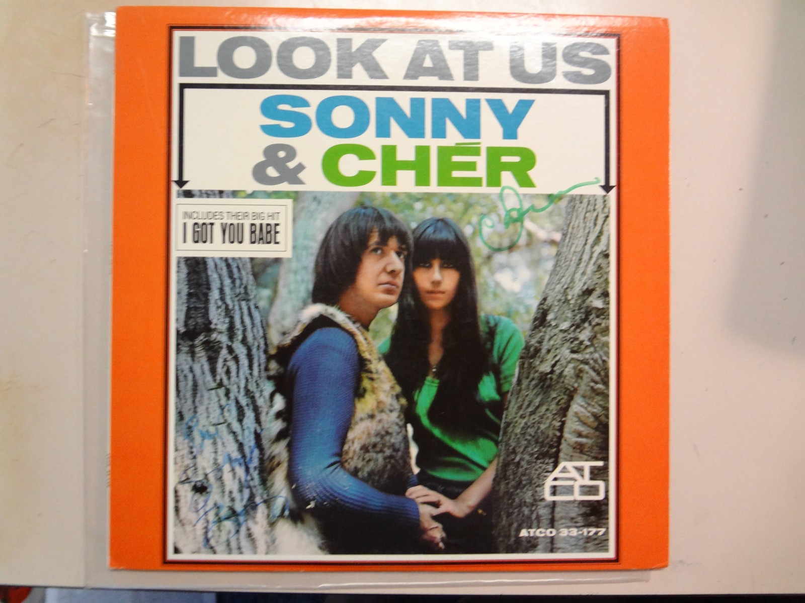 SONNY & CHER:Look At Us-U.S.LP Atco Recs. PCV Autographed By Sonny Bono & Cher