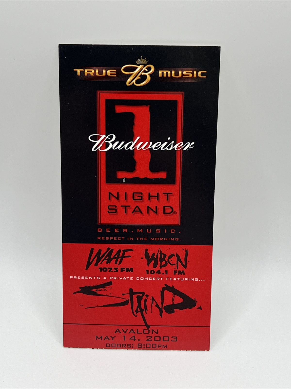 Staind Budweiser Private Concert Ticket 5/14/2003 Boston Aaron Lewis Rare!