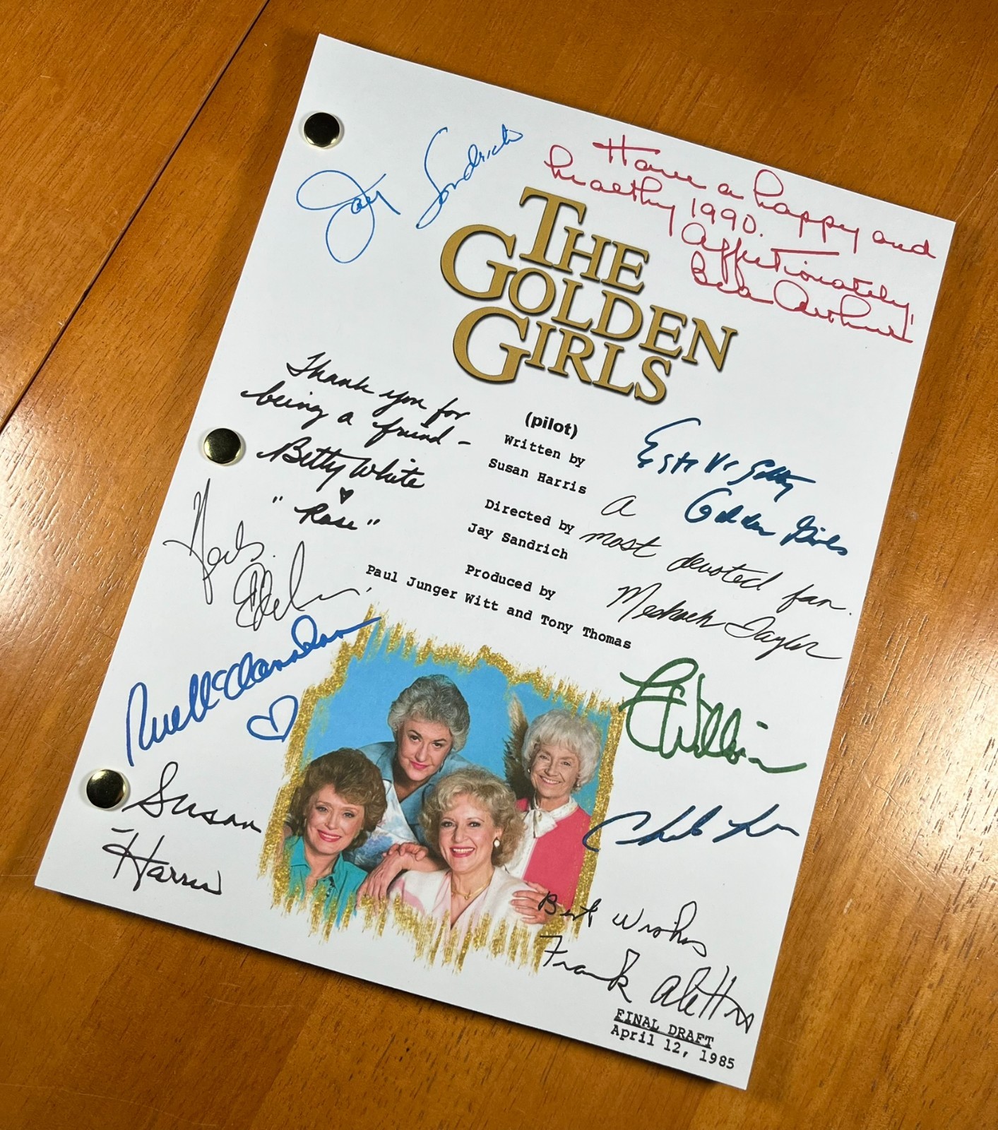 Golden Girls Pilot Script Signed- Autograph Reprints- The Golden Girls TV Show