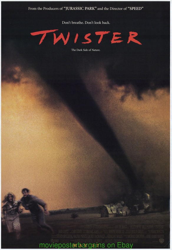 TWISTER MOVIE POSTER Bill Paxton DS 27×40 Steven Spielberg 1996 TORNADO