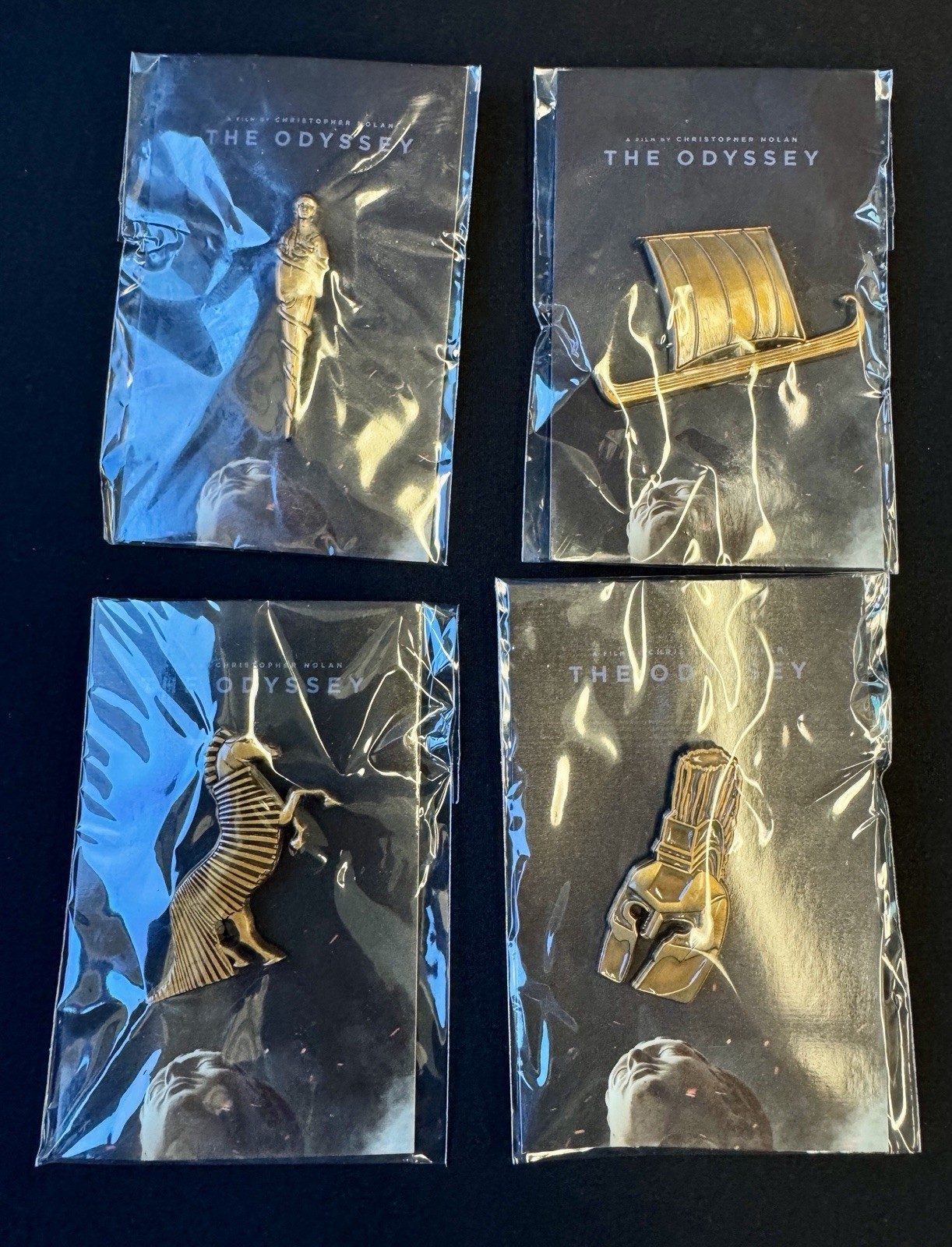 The Odyssey Christopher Nolan Gold Lapel Pin Universal Studio Full Set Of 4