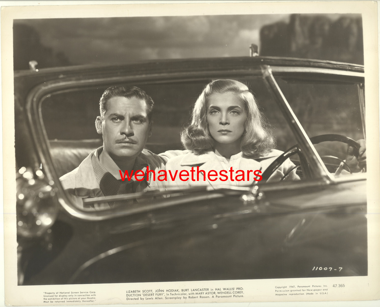 VINTAGE Lizabeth Scott John Hodiak DESERT FURY ’47 FILM NOIR Publicity Portrait