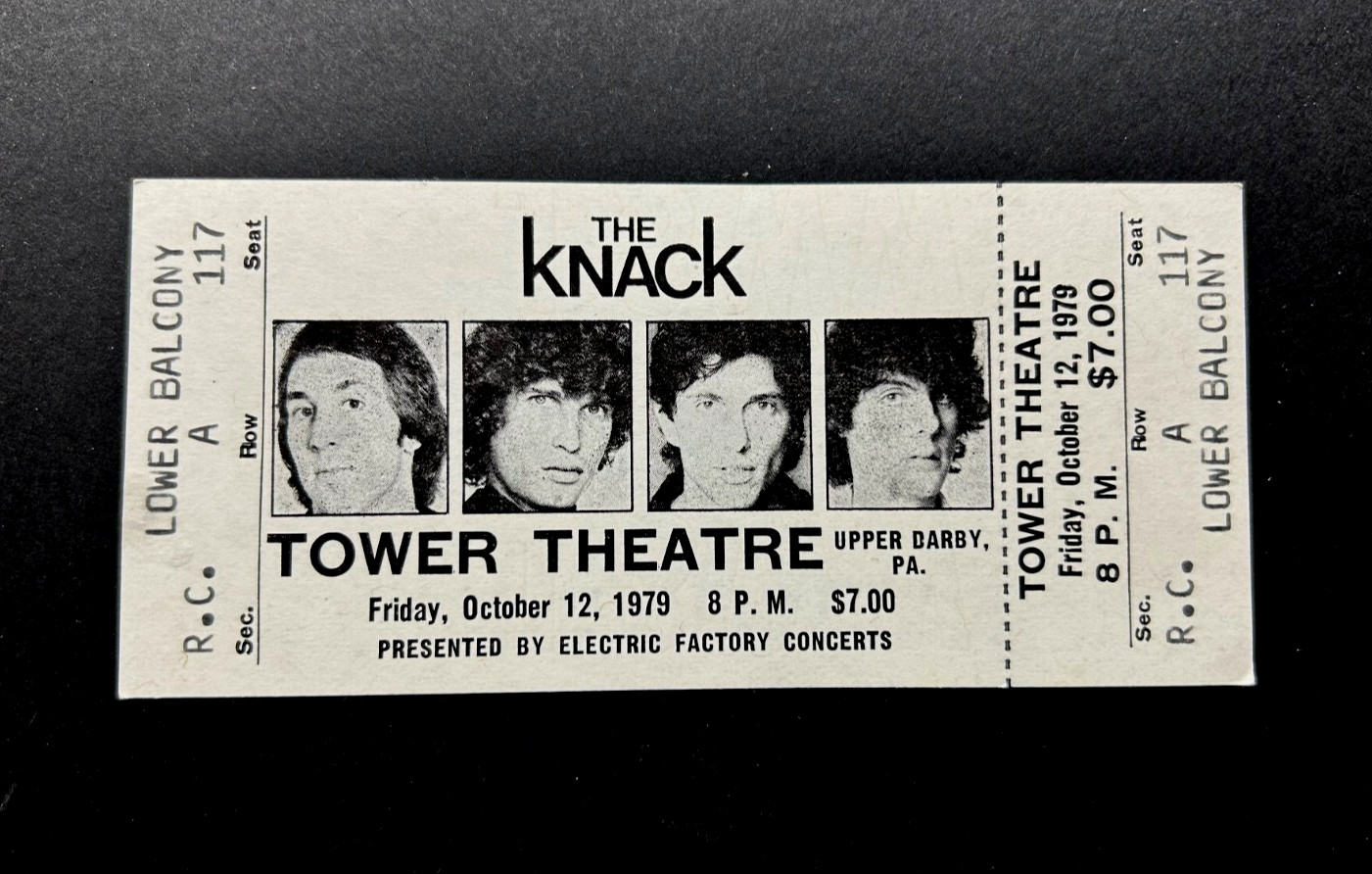 1979 THE KNACK Full Concert Ticket Stub TOWER THEATRE UPPER DARBY PENNSYLVANIA
