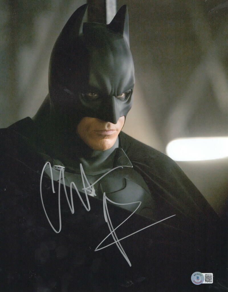 CHRISTIAN BALE SIGNED 11X14 PHOTO THE DARK KNIGHT BATMAN AUTOGRAPH BECKETT 9