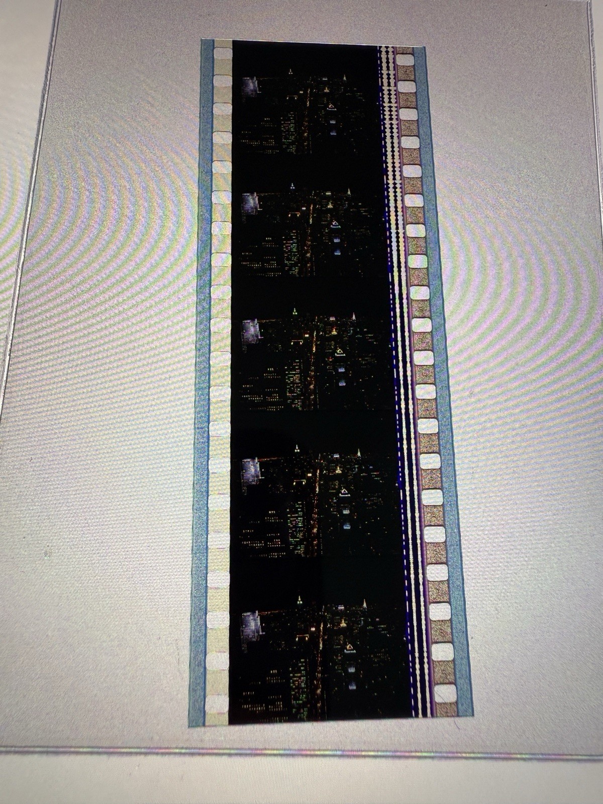 NYC Skyline Night Scene Possible Spider-Man Movie 35mm Film Strip Reel Vintage