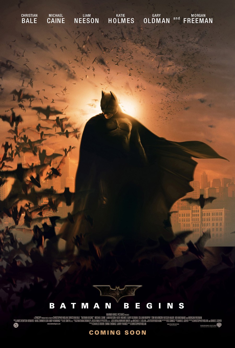 BATMAN BEGINS MOVIE POSTER 2 Sided ORIGINAL Version F VF 27×40 CHRISTIAN BALE