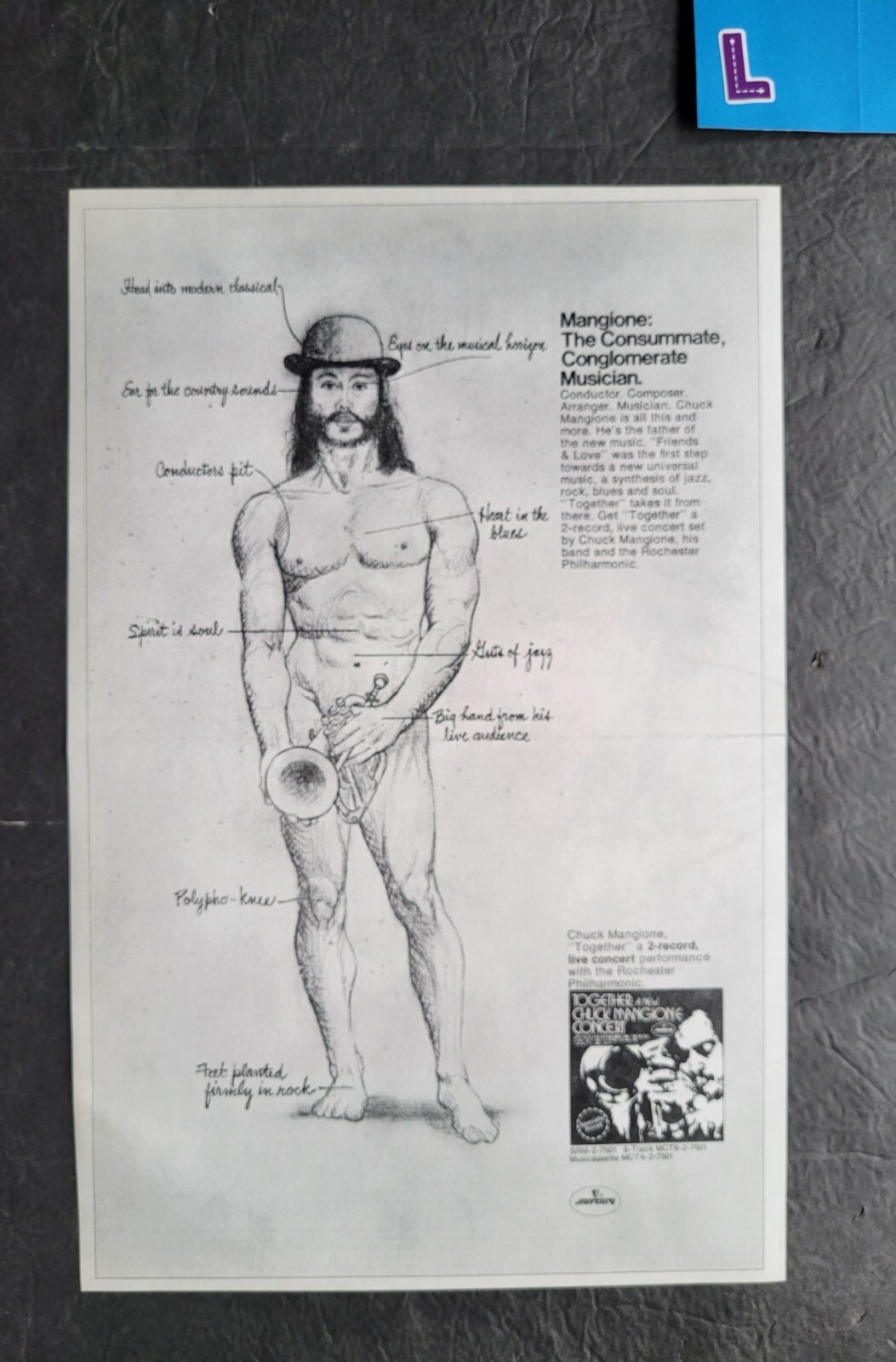 Chuck Mangione Together Concert Album Promo Print Advertisement Vintage 1971