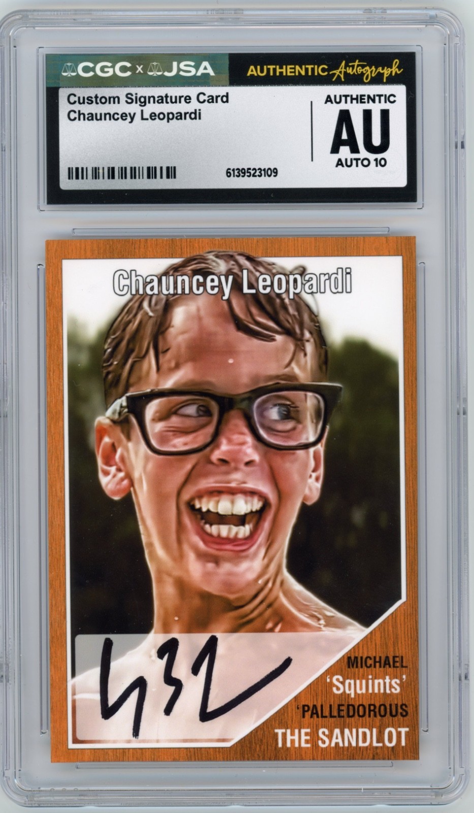 Chauncey Leopardi Signed Custom Squints The Sandlot Card JSA CGC Auto 10