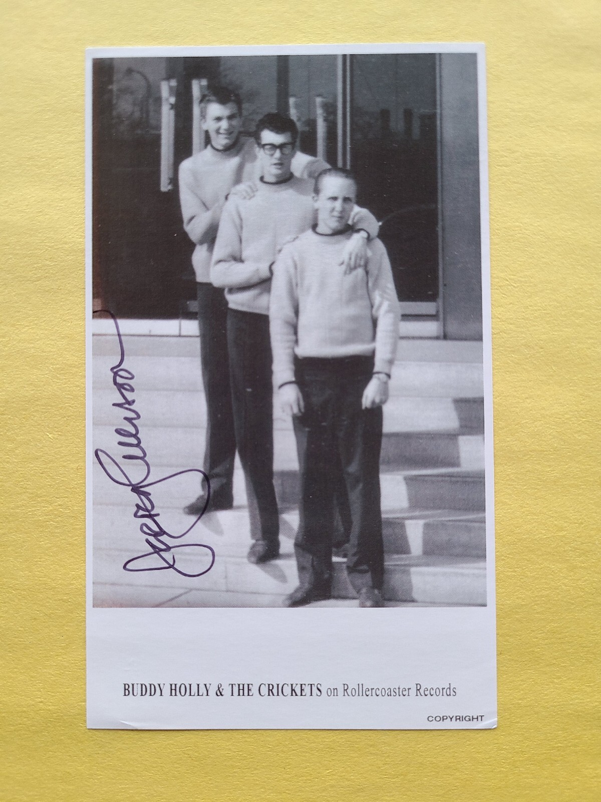 Jerry Allison ” The Crickets ” Signed ,Autographed ,paper photo 3.25 x 4.50Inch