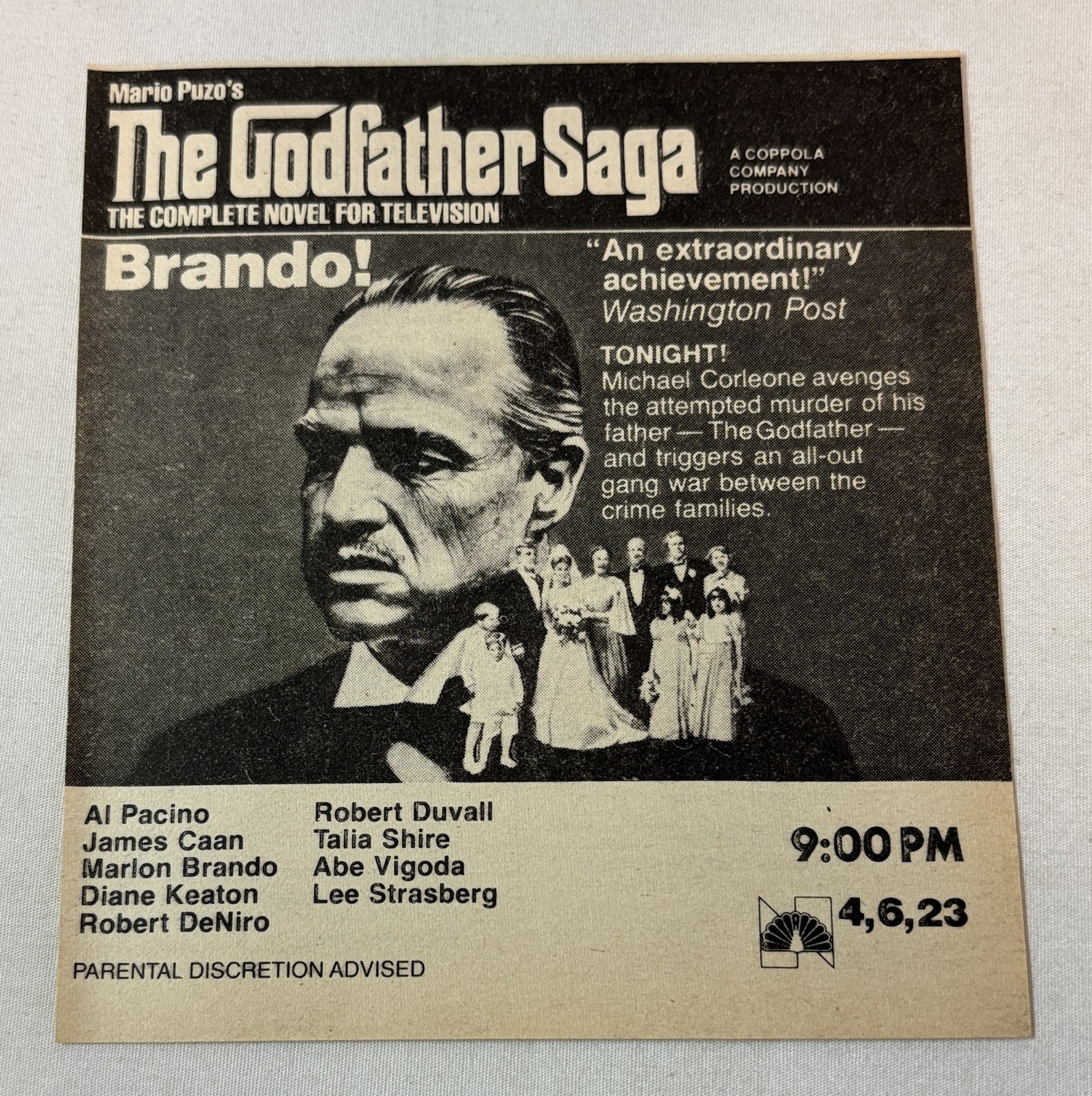 1980 NBC tv ad~ movie THE GODFATHER SAGA Marlon Brando