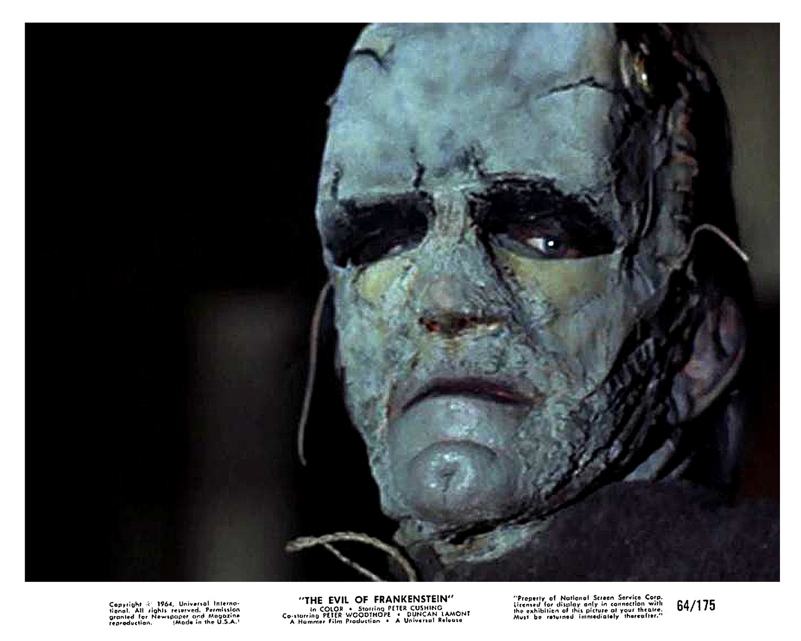EVIL OF FRANKENSTEIN 1964: PETER CUSHING, & PETER W00THORPE 8X10 COLOR PHOTO