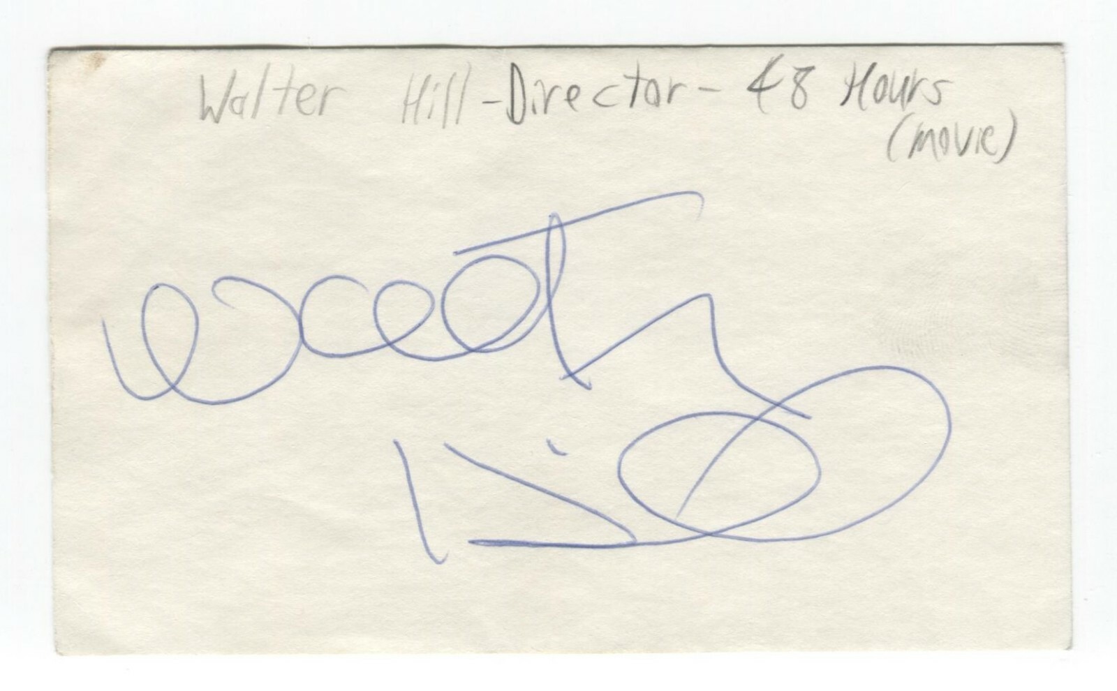 Walter Hill Signed 3×5 Index Card Autographed Signature Directer 48 Hours