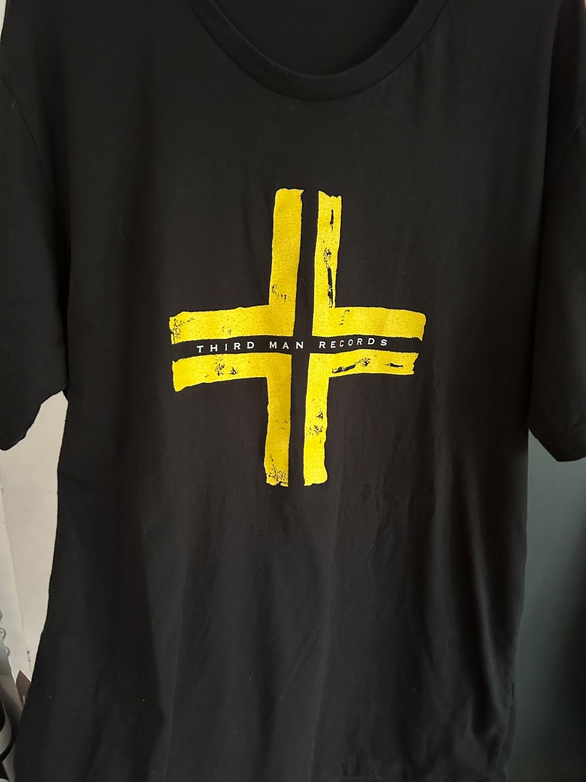 Rare Jack White Third Man Records T Shirt Black Yellow Cross Logo XL vtg design