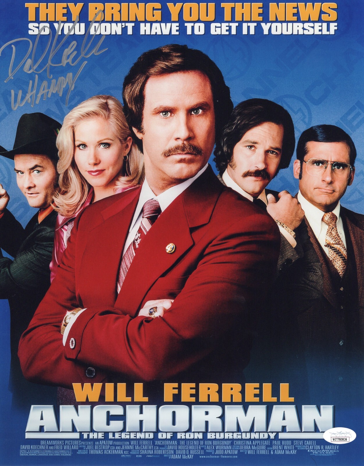 David Koechner signed inscribed 11×14 photo Anchorman JSA
