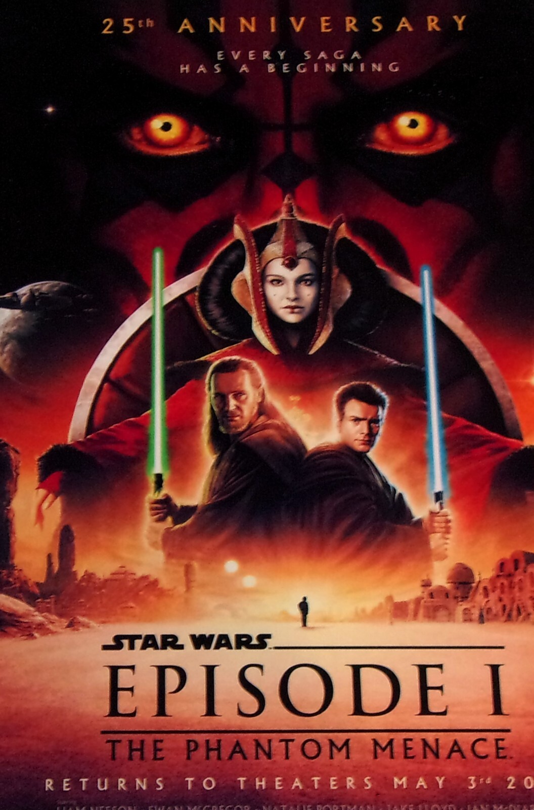 Star Wars Episode 1 The Phantom Menace ’24 25th Anniversary Film Poster 19″x13″