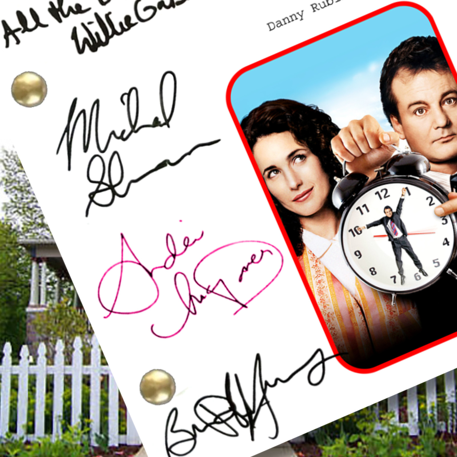 Groundhog Day Script Cast Signed Autograph Reprints & 8x10in Signed Reprint Pic