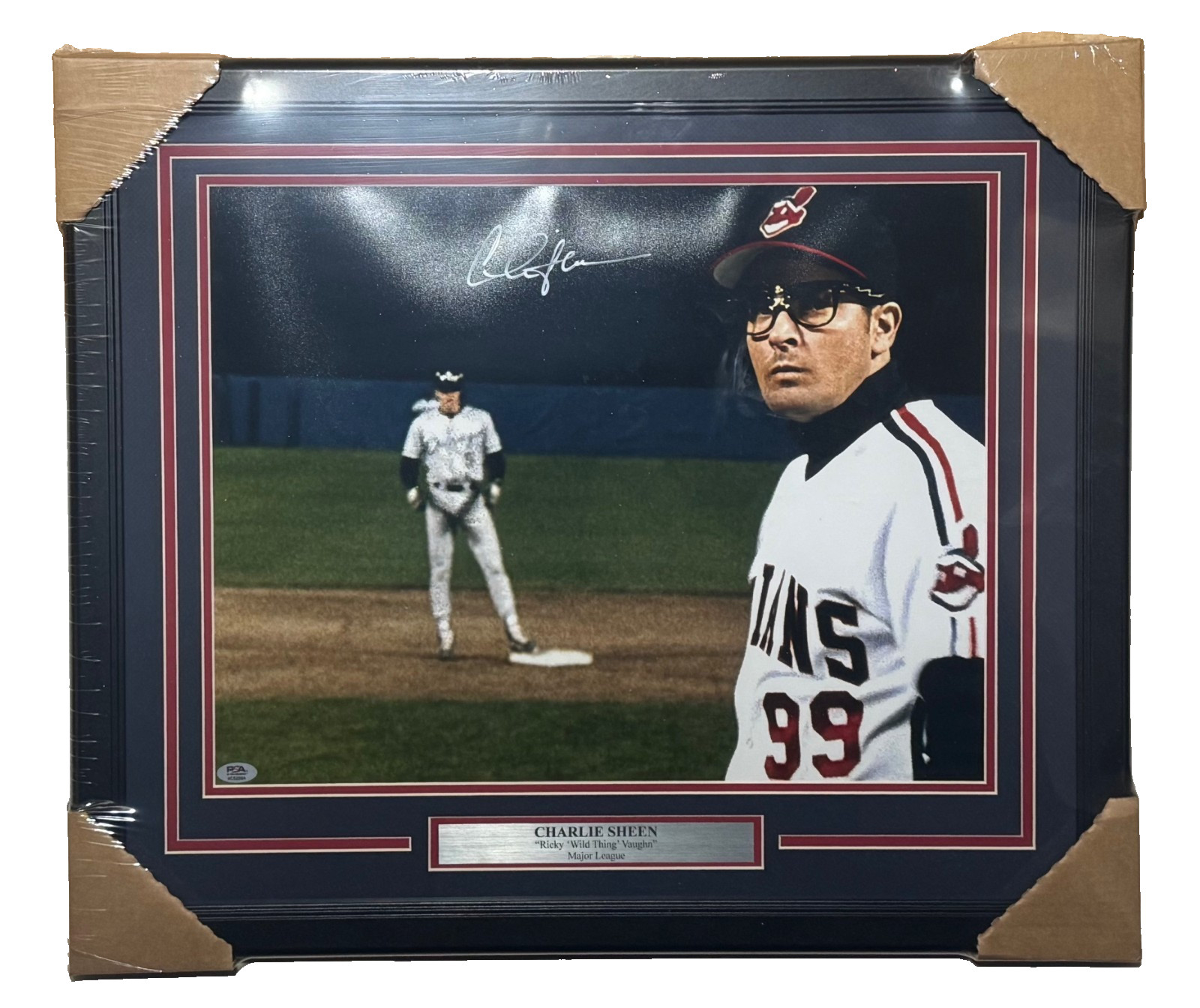 CHARLIE SHEEN SIGNED AUTO “MAJOR LEAGUE” MOVIE 16×20 PHOTO FRAMED PSA/DNA ITP