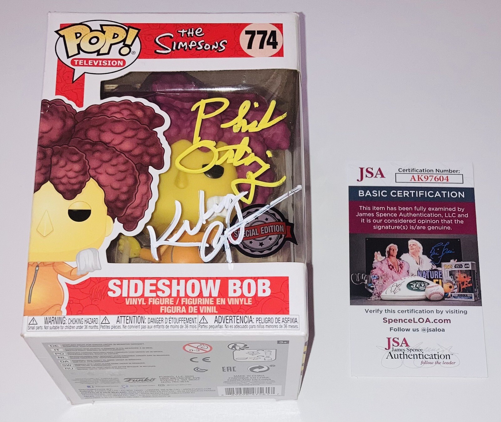 KELSEY GRAMMER & PHIL ORTIZ SIGNED SIMPSONS SIDESHOW BOB FUNKO POP #774 JSA COA!