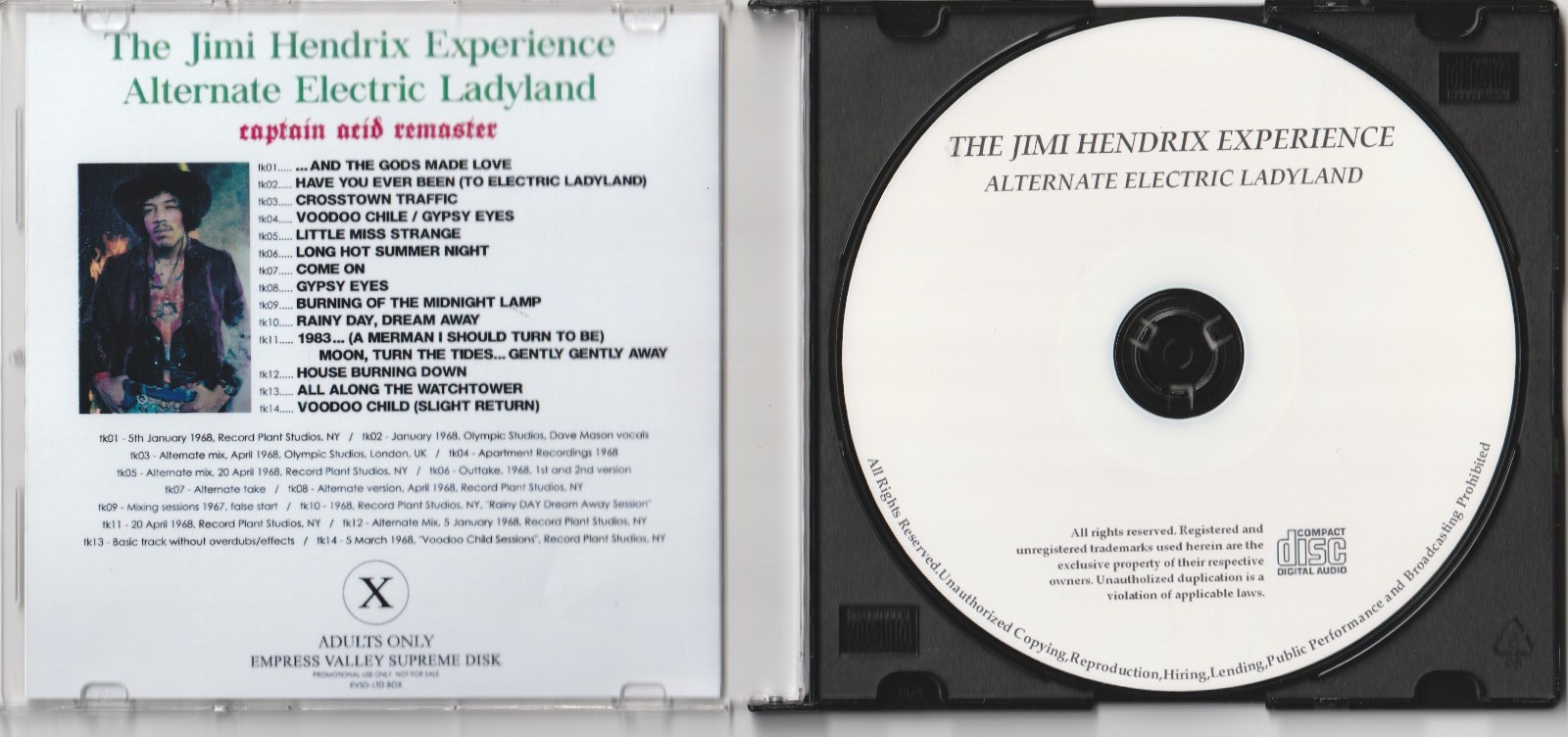 THE JIMI HENDRIX EXPERIENCE / ALTERNATE ELECTRIC LADYLAND (1CD)