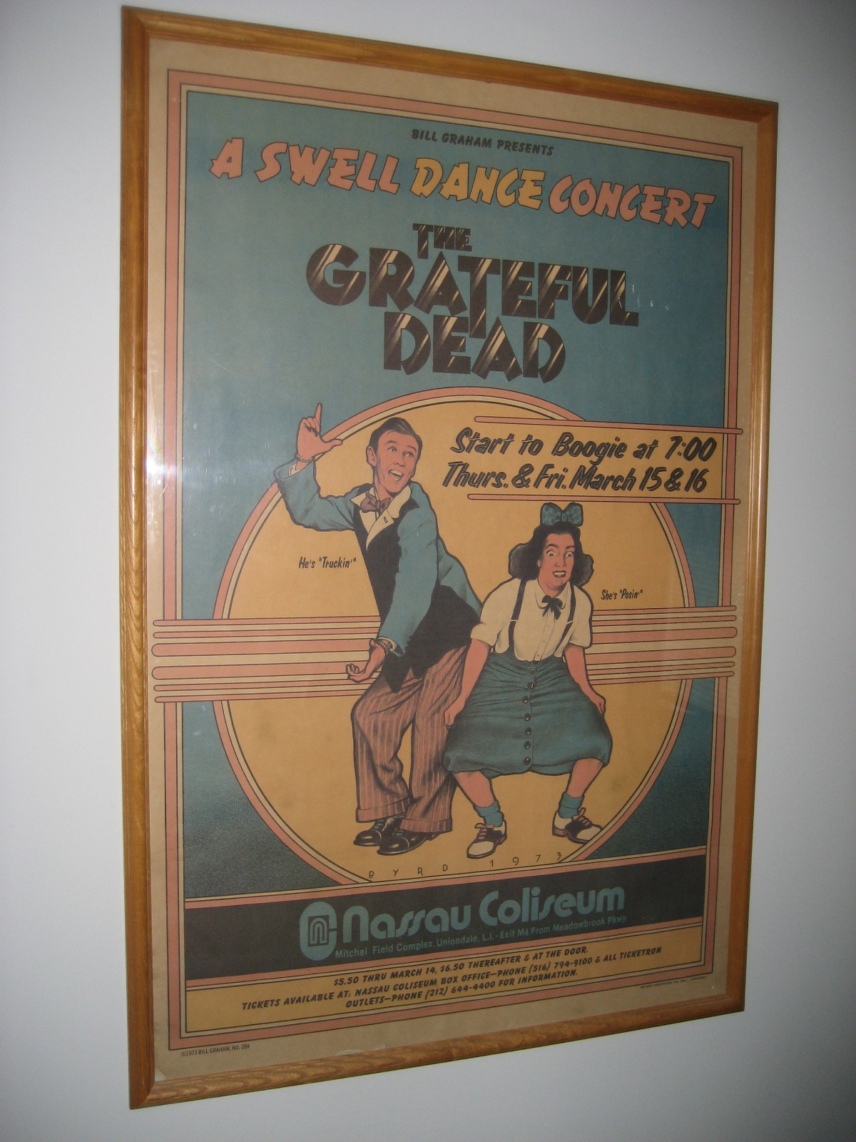 1st Jerry Garcia GRATFUL DEAD 1973 25″x38″ Nassau Coliseum Poster Fillmore style