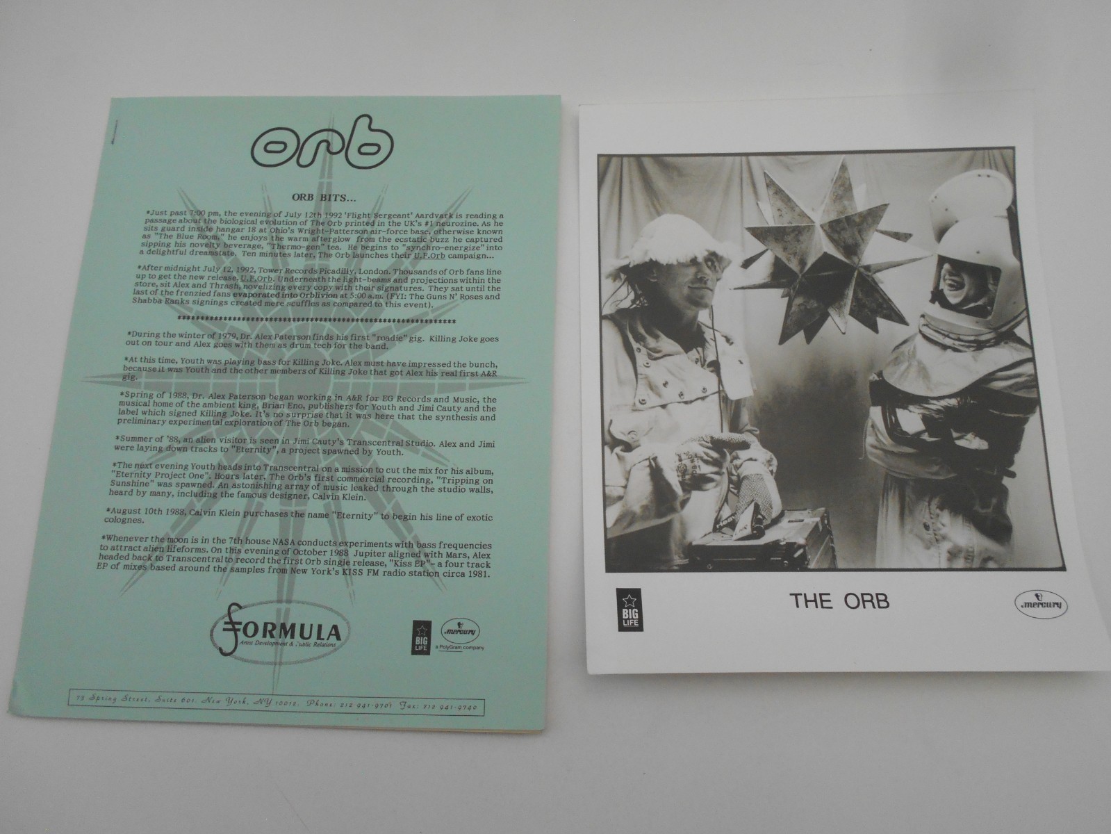“THE ORB” OFFICIAL PHOTO/BIO-MEDIA INFO-PRESS RELEASE/KIT-1992