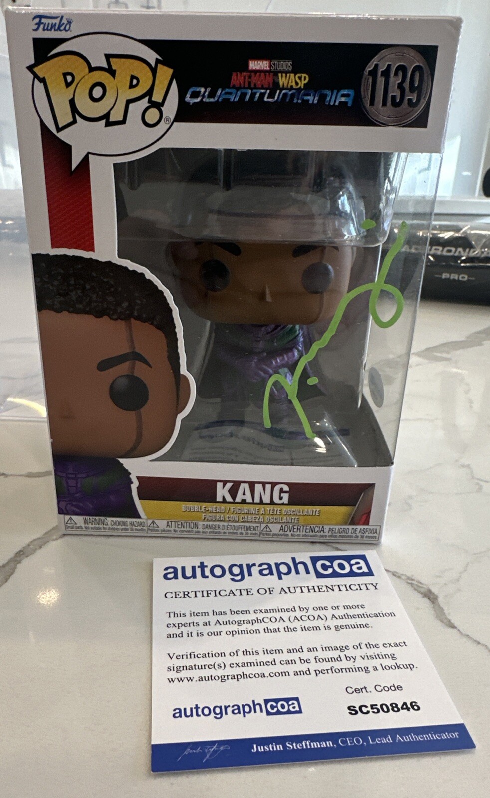 Jonathan Majors Signed Kang POP From Movie Ant-Man Quantumania. Autograph COA!