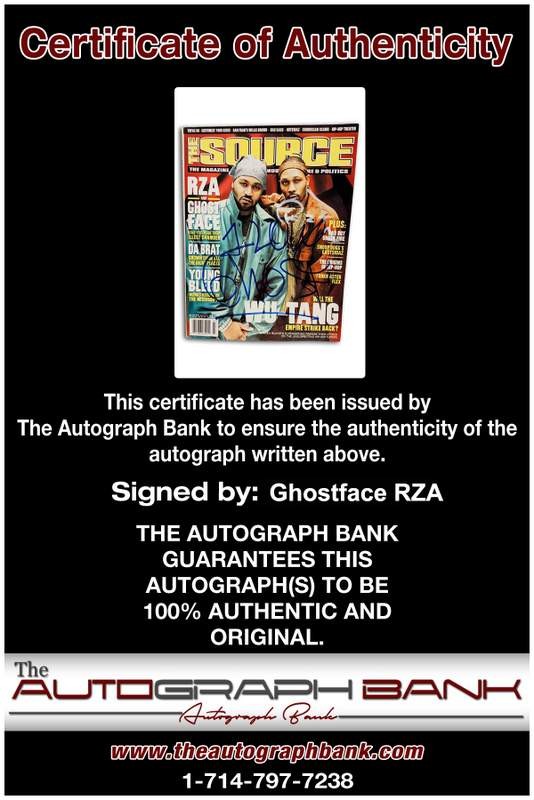 Wu Tang Clan Ghostface Killah Rza signed Source Magazine W/Cert Autographed