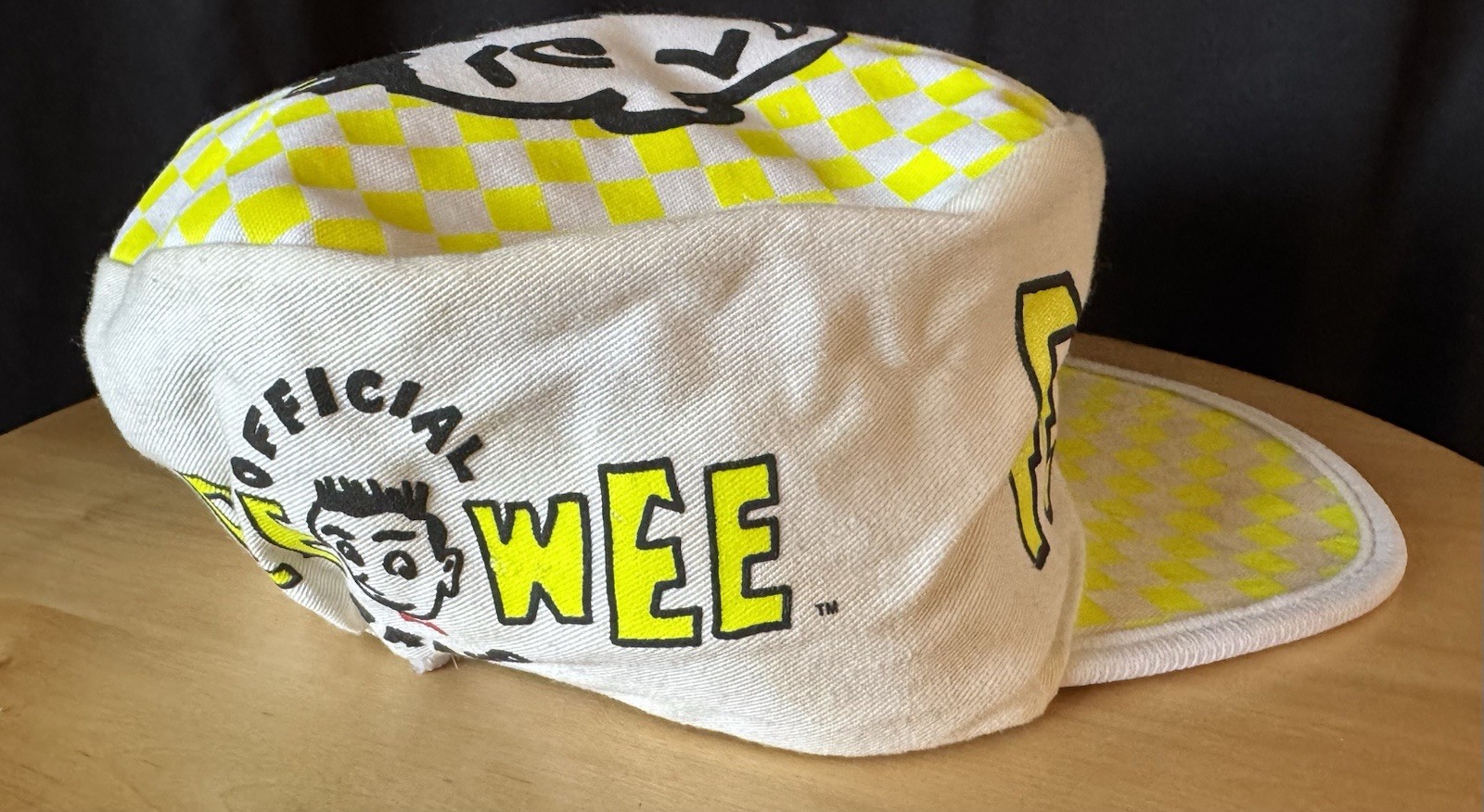 1988 Pee Wee Herman 🔥 YELLOW 🔥CHECKERBOARD Painters Hat 🔥 RARE COLOR Original