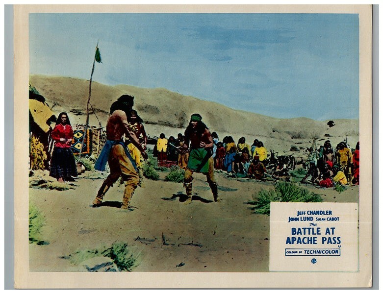 Battle at Apache Pass Original Lobby Card Jeff Chandler Indian Knife Fight 1952
