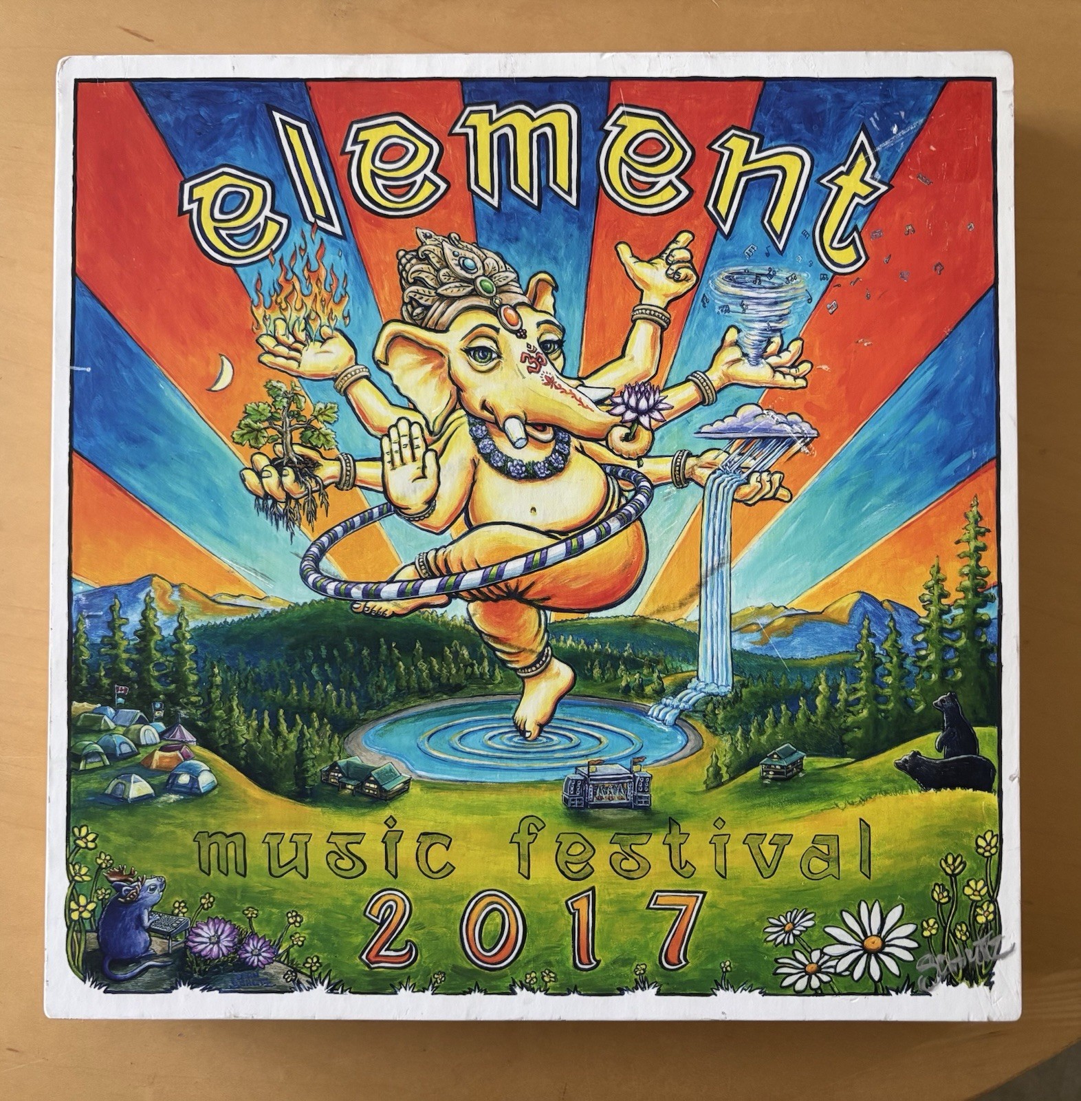 Element Music Festival 2017 Signed Artwork Snug Lake BC Dean Schutz Psych