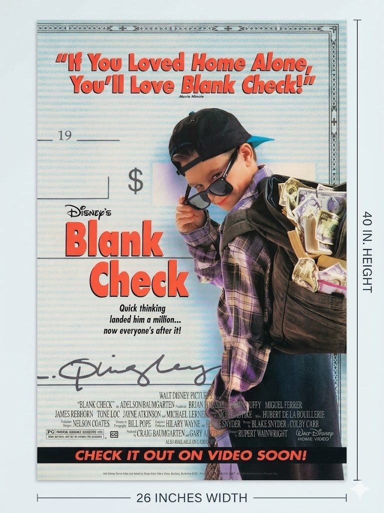 Vintage BLANK CHECK Original One Sheet Movie Poster 26×40 – 1994 – WALT DISNEY
