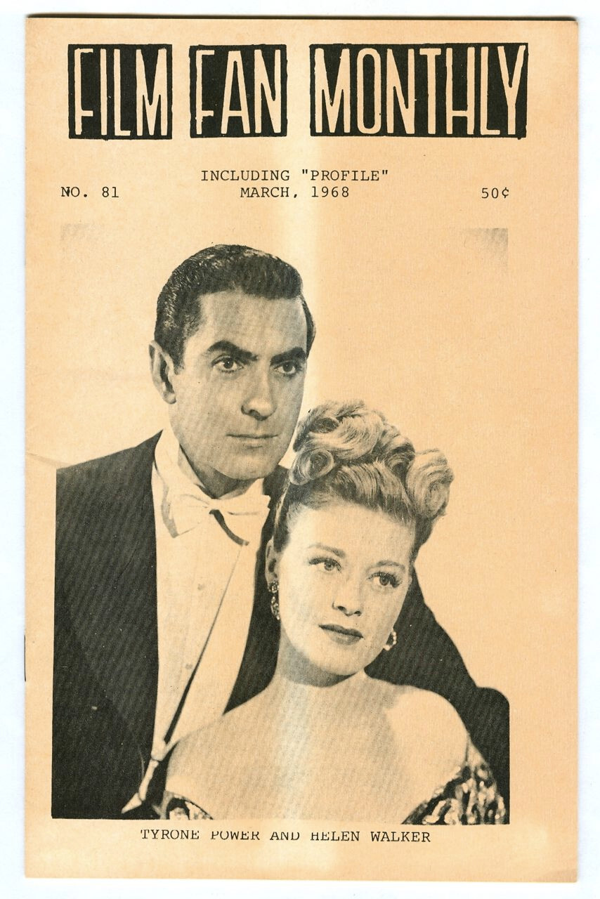 Vintage 1968 FILM FAN MONTHLY Fanzine #81! TYRONE POWER and HELEN WALKER Cover!