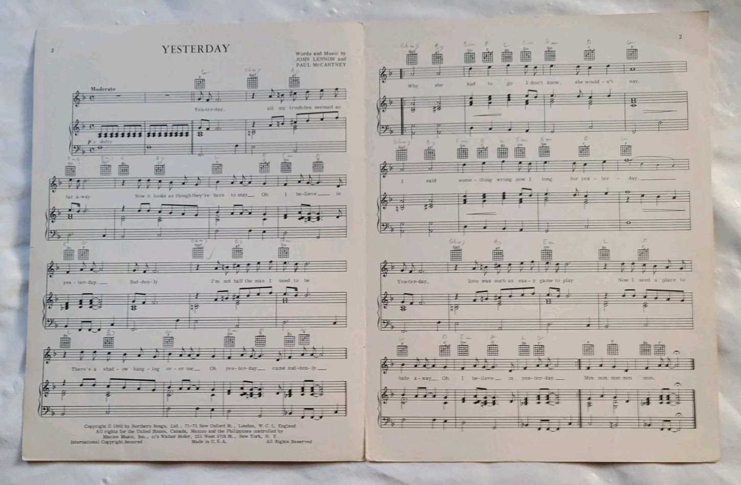 The Beatles 1960-70’s Sheet Music Lot Of 5 – All My Loving-Something-Yesterday,+