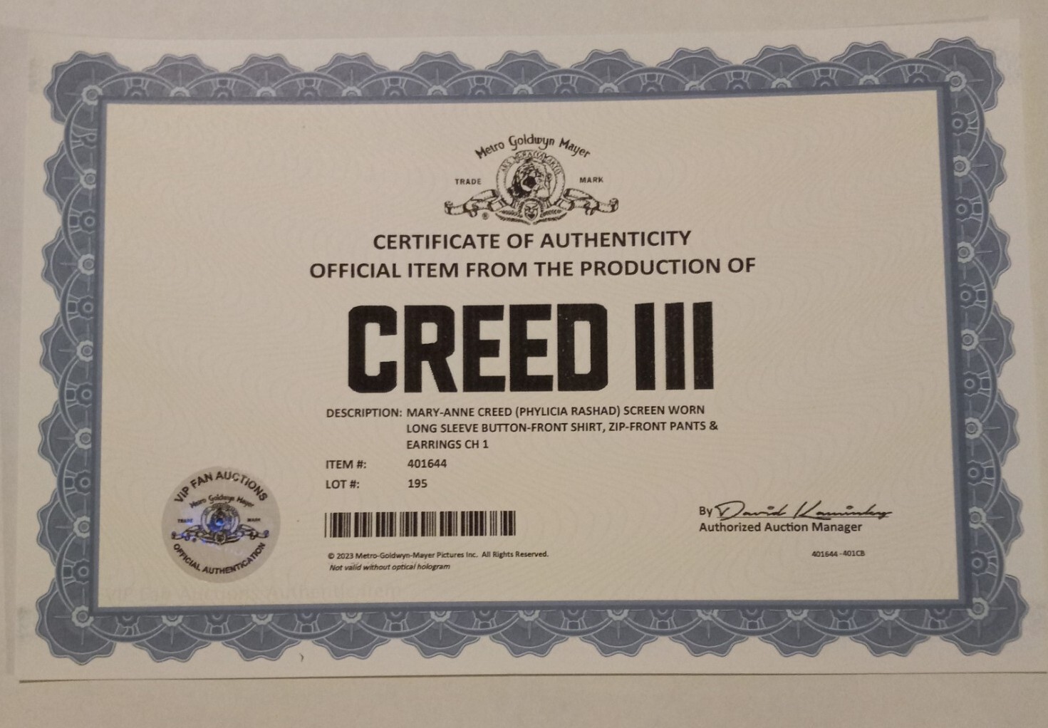 Creed III Movie Mary Anne Creed Phylicia Rashad Screen Worn Wardrobe Costume