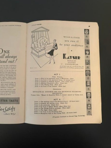 Flying High Musical Program Playbill Apollo Theatre – Bert Lahr – October 1930