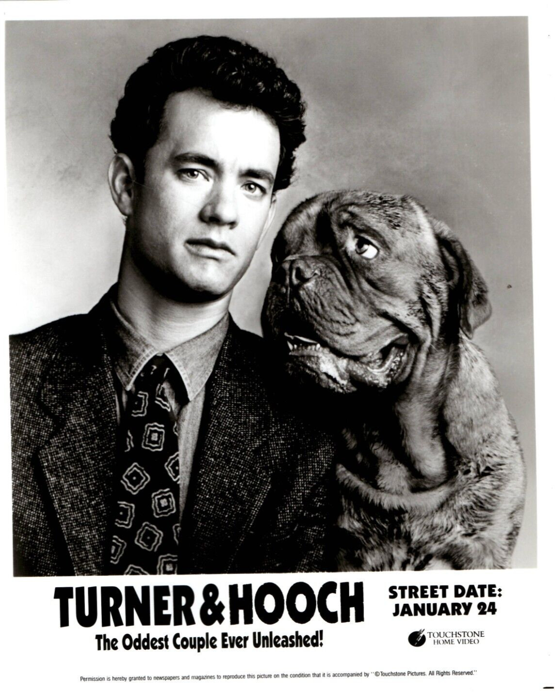 TOUCHSTONE HOME VIDEO – TURNER & HOOCH – TOM HANKS – MOVIE PROMO PHOTO