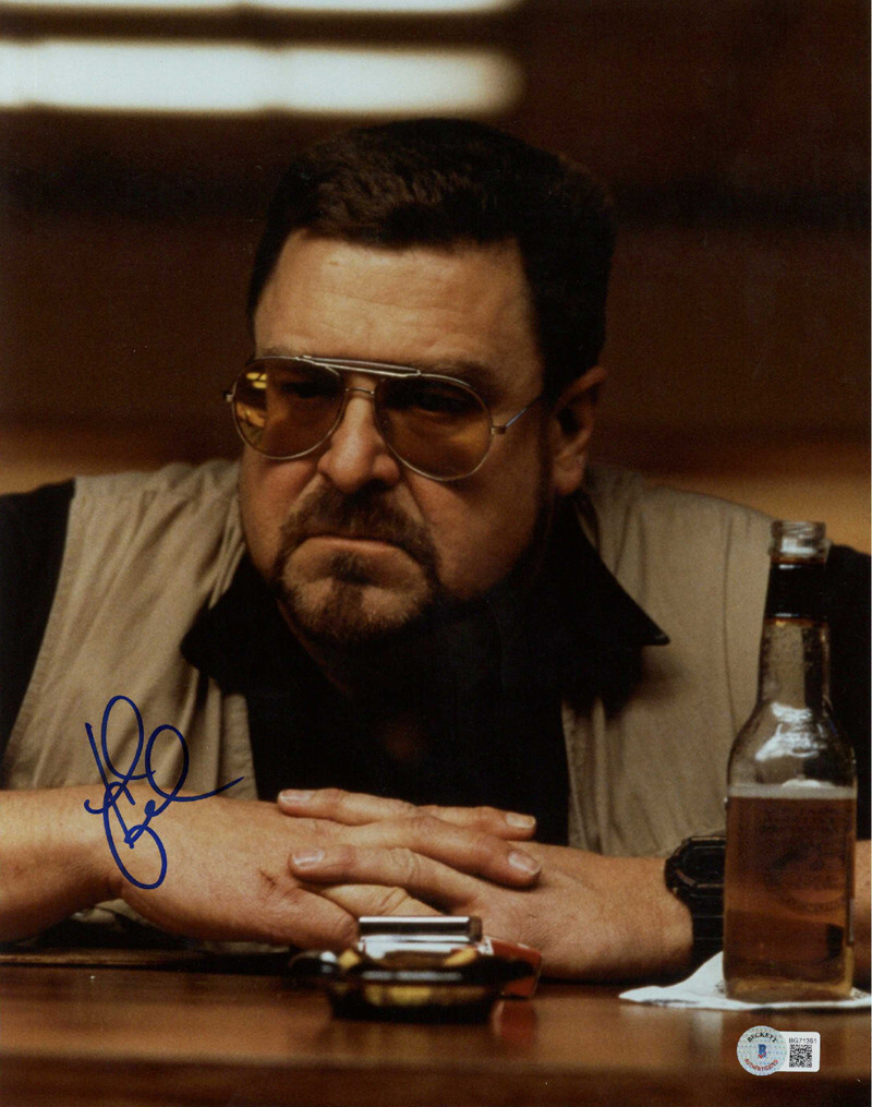 JOHN GOODMAN SIGNED 11×14 PHOTO WALTER SOBCHAK THE BIG LEBOWSKI RARE BECKETT BAS