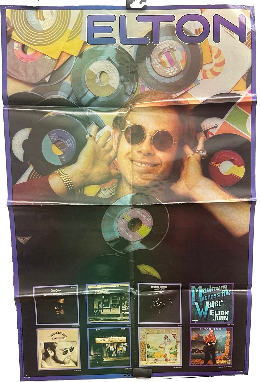 ELTON JOHN MCA RECORDS promotional poster 1974 22×35 Folded RARE